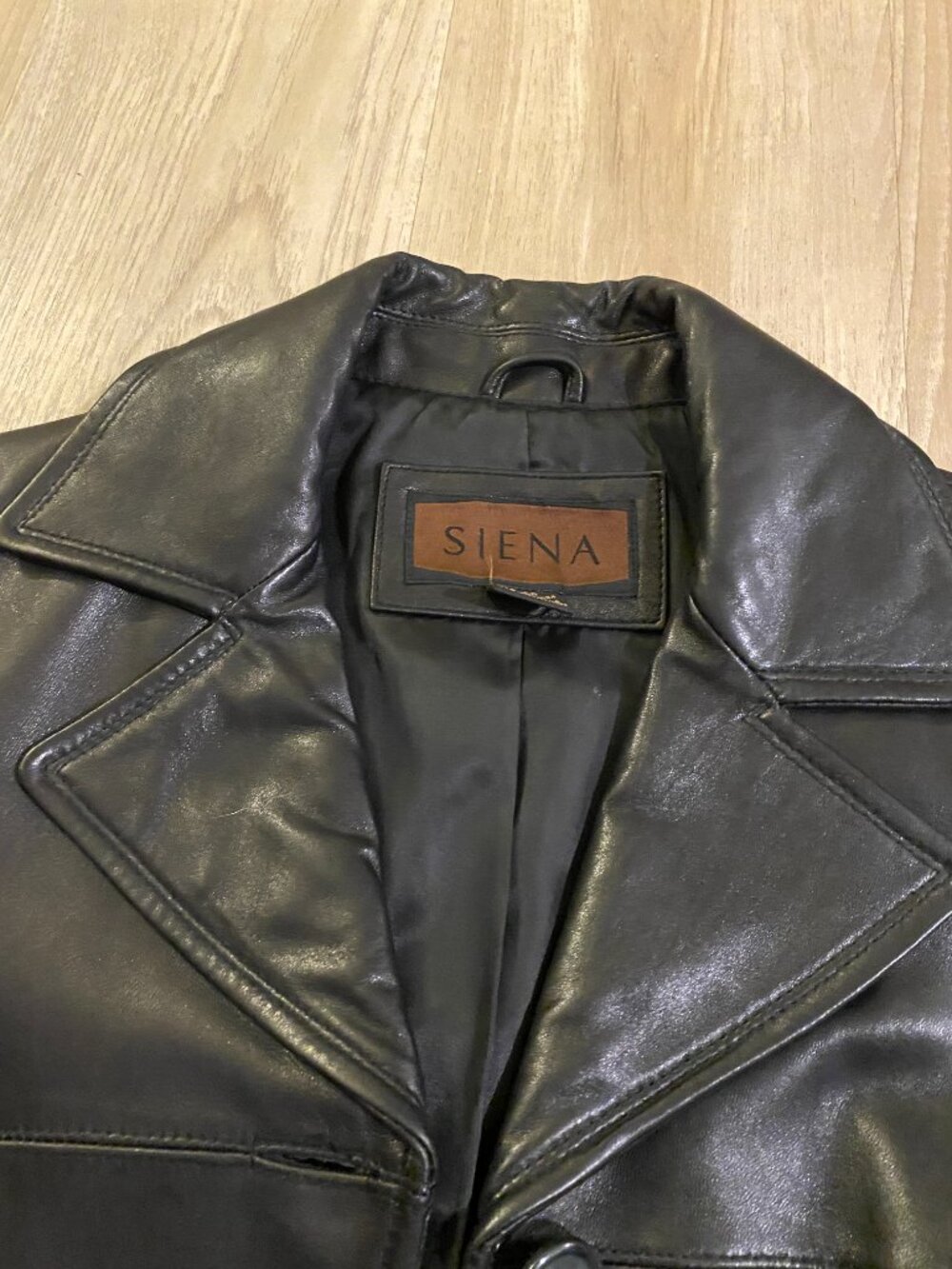 90s Vintage Siena Studio Genuine Leather Jacket Black Tailored Minimalist Coat - Picture 6 of 13